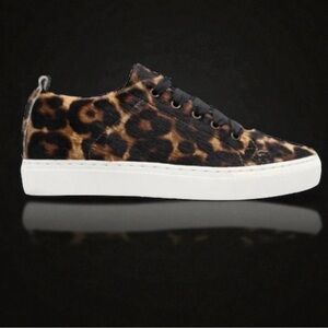 MANEBI PONY-STYLE CALFSKIN Leopard Trainers Sneakers Size 37